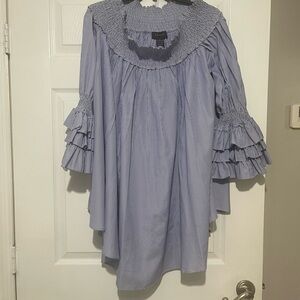 Cato Light Blue Ruffled Blouse